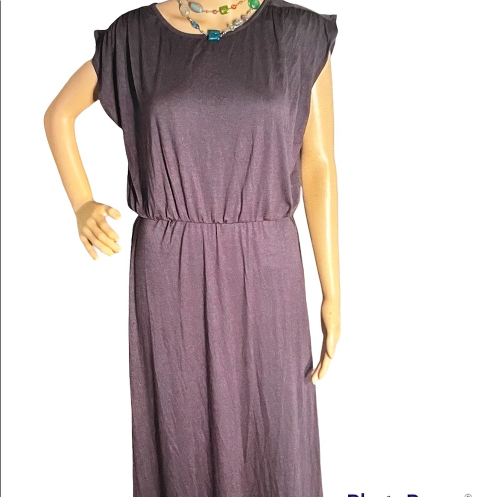 Lyss Loo Gray Scrunch sleeve elastic waist Maxi L